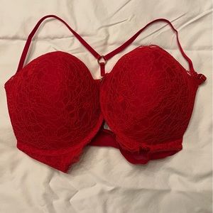 Red Victoria’s Secret Push-Up Bra with Gold Accents (front clasp)